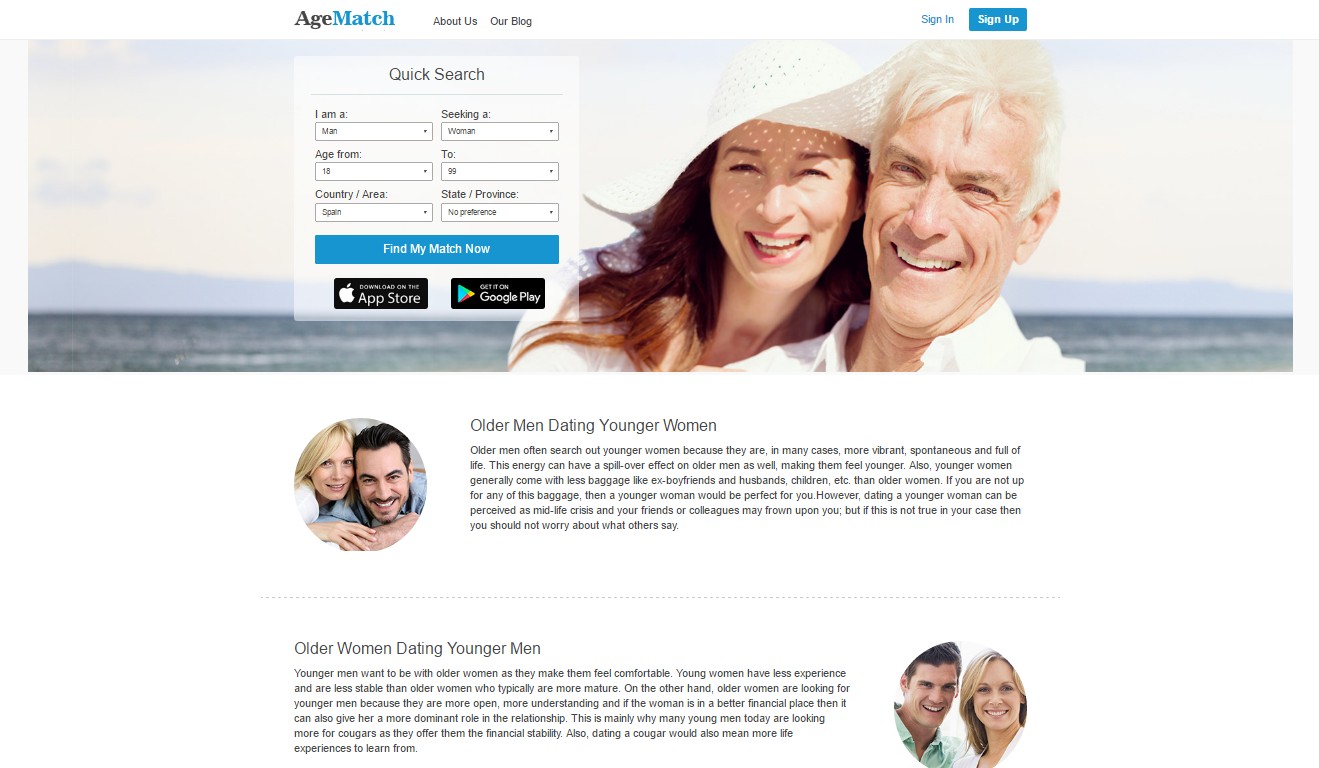 AgeMatch es una página de contactos para relaciones entre adultos «senior» ...
